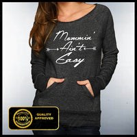 Mommin' Ain't Easy Eco Black Off Shoulder Sweatshirt